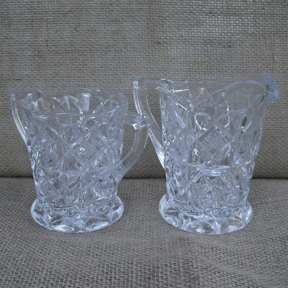 Vintage Fostoria Glass Crystal Sugar & Creamer Set - Picture 4 of 16